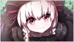  bad_id bad_pixiv_id bangs beret black_bow black_dress black_hat blush bow closed_mouth dress eyebrows_visible_through_hair fate/extra fate_(series) gothic_lolita hair_between_eyes hat hat_bow lolita_fashion long_hair looking_at_viewer low_twintails nursery_rhyme_(fate/extra) pink_eyes silver_hair smile solo striped striped_bow twintails wada_kazu 