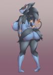  2018 anthro black_fur bluespice blush breasts butt feline female fur luxray mammal nintendo nude pok&eacute;mon pok&eacute;mon_(species) pussy solo video_games 