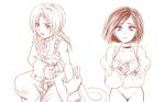  1boy 1girl blush bodysuit breasts cleavage closed_mouth final_fantasy final_fantasy_ix garnet_til_alexandros_xvii gloves jewelry medium_hair necklace short_hair zidane_tribal 