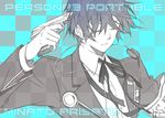  bad_id bad_pixiv_id closed_eyes evoker gun gun_to_head headphones holding holding_gun holding_weapon male_focus monochrome persona persona_3 ron_(lovechro) solo weapon yuuki_makoto 