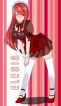  breasts cleavage elesis_sieghart grand_chase long_hair maid medium_breasts red_hair solo thighhighs 