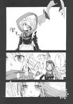  braid fairy greyscale hat highres hong_meiling izayoi_sakuya long_hair maid maid_headdress miero monochrome multiple_girls star touhou translated twin_braids 