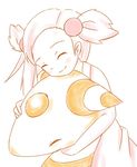  ampharos artist_request blush closed_eyes gen_2_pokemon hug mikan_(pokemon) pink_hair pokemon pokemon_(creature) pokemon_(game) pokemon_gsc two_side_up 