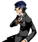  androgynous cabbie_hat glasses hat official_art persona persona_4 reverse_trap school_uniform shirogane_naoto soejima_shigenori solo 