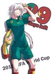  2010_fifa_world_cup bad_id bad_pixiv_id bliss_(ferment_factory) braid cameroon highres long_hair pointy_ears shorts solo white_hair world_cup yellow_eyes 