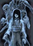  black_hair fatal_frame fatal_frame_1 ghost himuro_kirie japanese_clothes kimono long_hair maarika no_eyes rope solo spirit 