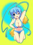  altaria amamori_tsuyuri antenna_hair armpits bad_id bad_pixiv_id barefoot bikini blue_eyes blue_hair blush breasts cleavage gen_3_pokemon large_breasts one_eye_closed open_mouth personification pokemon pom_poms short_hair smile solo swimsuit thigh_gap wide_hips 