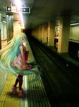  aqua_eyes aqua_hair bad_id bad_pixiv_id bag boots dress hatsune_miku koyomi_roentgen long_hair pantyhose photo_background solo subway tactile_paving train_station twintails very_long_hair vocaloid 