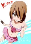  bikini brown_eyes brown_hair food hair_over_one_eye hirasawa_yui ice_cream k-on! nukunuku perspective short_hair solo swimsuit 