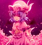  bad_id bad_pixiv_id fang flower full_moon hat highres lavender_hair moon petals red_eyes red_moon remilia_scarlet ria_(naigashiro) rose short_hair smile solo touhou wings wrist_cuffs 