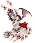  arms_up ascot bat_wings blue_hair dress fang fingernails hat image_sample koge-owl open_mouth outstretched_arms pixiv_sample red_eyes remilia_scarlet short_hair solo touhou wings wrist_cuffs 