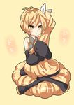  akita_neru bad_id bad_pixiv_id blonde_hair blush detached_sleeves iku2727 long_hair side_ponytail sitting skirt solo very_long_hair vocaloid yellow_eyes 