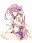  arm_support artist_name breasts commentary_request crop_top gloves gradient_hair halo jibril_(no_game_no_life) large_breasts long_hair looking_at_viewer magic_circle midriff multicolored_hair no_game_no_life open_mouth pink_hair relaxjon sideboob sitting smile tattoo very_long_hair wing_ears yellow_eyes 