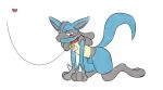  all_fours animal_genitalia blush collar embarrassed fully_sheathed graedius_(artist) leash lucario male nintendo petplay pok&eacute;mon pok&eacute;mon_(species) roleplay sheath simple_background solo sweat video_games white_background 