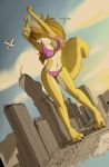  aircraft airplane big_breasts bikini breasts canine car city clothing cloud dancing destruction electronics eyes_closed female fennec fox hair happy helicopter hi_res long_hair macro mammal scream_(artist) skyscraper solo swimsuit truck vehicle 