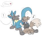  &lt;3 all_fours anal backsack balls blush collar graedius_(artist) leash looking_back lucario male male/male nervous nintendo oral petplay pok&eacute;mon pok&eacute;mon_(species) rimming roleplay sex simple_background sweat video_games white_background zigzagoon 