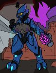  2018 alien angry anthro breasts clothing exposure female halo_(series) nipples sangheili torn_clothing trout_(artist) video_games weapon 