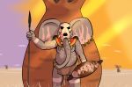  2018 anthro comic ear_piercing elephant male mammal melee_weapon piercing polearm shield solo spear thunderouserections tribal_clothing trunk tusks weapon 