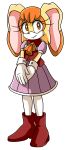  brown_eyes brown_nose clothed clothing droopy_ears eyelashes female fur hair lagomorph long_ears looking_at_viewer makeup mammal orange_hair rabbit smile solo sonic_(series) theleonamedgeo vanilla_the_rabbit yellow_fur 