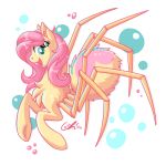  2018 arachnid arthropod blue_eyes bubble couchcrusader equine fangs female fluttershy_(mlp) friendship_is_magic hair horse hybrid looking_at_viewer mammal my_little_pony pink_hair pony smile solo spider spidertaur 