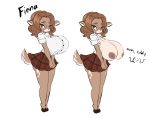 2018 anthro areola big_areola big_breasts breasts butt button_(disambiguation) cervine clothed clothing digital_media_(artwork) eyewear fan_character female fluffernubber fur glasses hair hooves huge_breasts looking_at_viewer mammal nipples sagging_breasts shirt simple_background skirt solo text 