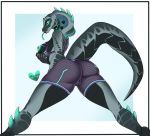  anthro clothed clothing cobra densantra_(deathhydra) erinnero eyebrow_piercing facial_piercing female legwear low-angle_view nipple_piercing nipples outside piercing raised_tail reptile scalie snake solo thick_thighs tights tongue 