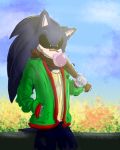  band-aids bandanna black_sclera blue_fur bubble_gum clothing fur hair hedgehog jacket long_hair looking_at_viewer male mammal nailed_bat pants reeysth shirt short_tail solo sonic.exe sonic_(series) sonic_the_hedgehog villainous white_eyes 