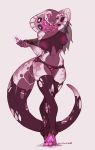  anthro caninelove clothing cobra female legwear midriff navel navel_piercing nipple_piercing nipples one_eye_closed piercing pussy reptile rose_(deathhydra) scalie smile snake solo standing stockings teasing tongue tongue_out torn_clothing translucent transparent_clothing wink 
