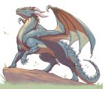  dragon feral green_eyes horn kelda male rollwulf scalie solo wings 