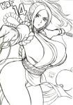 artist_name bouncing_breasts breasts cleavage closed_fan commentary doodle fan fatal_fury folding_fan high_ponytail huge_breasts japanese_clothes legs looking_at_viewer ninja obi outstretched_arms pelvic_curtain ponytail revealing_clothes rope sash shiranui_mai sideboob sketch skidrow the_king_of_fighters 