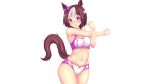  animal_ears blush breasts brown_hair cleavage fast-runner-2024 gym_uniform horsegirl ribbons special_week uma_musume:_pretty_derby white 