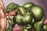  2018 balls big_butt big_muscles big_penis butt crocodile crocodilian cum dc_comics erection green_scales human killer_croc lytta_the_bug male male/male mammal muscular open_mouth oral penis reptile scales scalie sharp_teeth teeth tongue tongue_out 