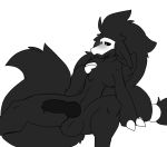  anthro balls black_penis blush canine changed_(video_game) claws girly goo john_(johnithanial) johnithanial knot male mammal nintendo penis pok&eacute;mon pok&eacute;mon_(species) puro_(changed) solo transformation video_games zoroark 