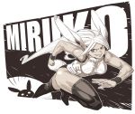  animal_ears archvermin background_text bangs bare_arms black_footwear black_legwear boku_no_hero_academia boots breasts breasts_apart bunny_ears bunny_symbol bunny_tail character_name clenched_hand dark_skin floating_hair from_side fur_trim grin halterneck highres leaning_forward leg_lift leotard long_hair looking_at_viewer medium_breasts monochrome motion_lines outline parted_bangs red_eyes running sideways_glance smile spot_color straight_hair swept_bangs tail teeth thigh_boots thighhighs thighs toned turtleneck usagiyama_rumi very_long_hair white_leotard wristband 