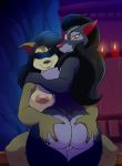  2018 anthro big_breasts big_butt blindfold breasts butt butt_grab canine duo eye_patch eyewear female female/female hand_on_butt lexxs lonbluewolf looking_back mammal nipples pussy smile thick_thighs video_games warcraft were werewolf worgen yellow_sclera 