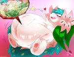  &lt;3 belly blue_hair digestion female feral fur gradient_background hair internal legendary_pok&eacute;mon licking licking_lips memento~mori nintendo oral_vore pink_background pok&eacute;mon pok&eacute;mon_(species) red_eyes shaymin simple_background soft_vore stomach tongue tongue_out video_games vore white_fur 