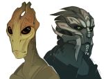  2014 alien close-up duo green_eyes male mass_effect not_furry salarian shade-shypervert simple_background spots turian video_games white_background 