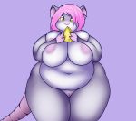  2018 anthro arizonathevixen belly big_belly big_breasts breast_grab breast_squeeze breasts cheese digital_media_(artwork) female food hand_on_breast hi_res huge_breasts mammal nude obese overweight pussy rat rodent simple_background solo standing thick_thighs voluptuous 
