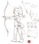  2015 animal_humanoid arrow bottle bow child clothing english_text fox_humanoid fundoshi humanoid japanese_clothing male map navel signature simple_background sketch solo standing text underwear white_background young yuanyuan 