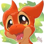  2018 absurd_res alien denkidragon digital_drawing_(artwork) digital_media_(artwork) disney experiment_(species) fan_character fangs headshot_portrait hi_res kyro lilo_and_stitch looking_at_viewer no_sclera open_mouth open_smile orange_eyes orange_skin outline portrait smile solo spots watermark 