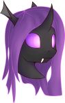  2018 absurd_res alpha_channel black_body changeling fan_character fangs hair headshot_portrait hi_res horn my_little_pony portrait purple_eyes purple_mane renderpoint simple_background solo transparent_background 