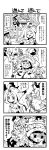  4koma acerola_(pokemon) braid closed_eyes comic elite_four flipped_hair flower gastly gen_1_pokemon gen_4_pokemon gengar greyscale hair_ornament hat hat_flower haunter highres kingin long_hair mizuki_(pokemon) monochrome multiple_girls open_mouth pokedex pokemon pokemon_(creature) pokemon_(game) pokemon_usum rotom rotom_dex short_hair stitches sun_hat tank_top translation_request trial_captain twin_braids 