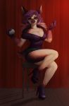  anthro breasts cleavage clothed clothing feline female hair looking_at_viewer makeup mammal sitting smallcoffemaniac solo 