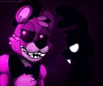  animatronic anthro bear bow_tie dark duo five_nights_at_freddy&#039;s glowing glowing_eyes hat lagomorph machine male mammal purple_theme rabbit robot shadow_bonnie_(fnaf) shadow_freddy_(fnaf) top_hat toy-bonnie video_games 