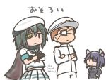  bandages cape check_translation curse_(023) dated eyepatch green_hair hat kantai_collection kiso_(kantai_collection) military military_hat military_jacket military_uniform shirt short_hair short_sleeves skirt tenryuu_(kantai_collection) translation_request uniform white_shirt 