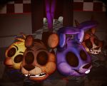  animatronic avian beak bear bird bonnie_(fnaf) brown_fur canine chica_(fnaf) chicken eye_patch eyewear feathers five_nights_at_freddy&#039;s five_nights_at_freddy&#039;s_3 fox foxy_(fnaf) freddy_(fnaf) fur group hat hi_res human lagomorph machine male mammal open_mouth purple_fur purple_man_(fnaf) rabbit red_fur robot top_hat toy-bonnie video_games william_afton_(fnaf) 