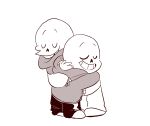  alternate_universe animated_skeleton bone clothing crossover duo hoodie hug littletale mudkipful papyrus_(undertale) sans_(undertale) scarf simple_background skeleton smile sweatshirt teeth undead undertale video_games 