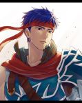  akke blue_eyes blue_hair cape fire_emblem fire_emblem:_akatsuki_no_megami fire_emblem:_souen_no_kiseki headband ike male_focus short_hair simple_background solo white_background 