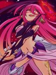  angel_wings breasts crop_top cross evil_smile feathered_wings gloves gradient_hair halo jibril_(no_game_no_life) large_breasts long_hair low_wings magic_circle midriff multicolored_hair navel no_game_no_life open_mouth pink_hair sideboob single_thighhigh smile solo stomach symbol-shaped_pupils tattoo thighhighs very_long_hair white_wings wing_ears wings yellow_eyes yuiti43 