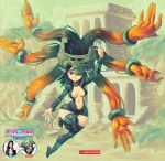  2018 balls big_breasts black_hair breasts clothed clothing female fusion hair hi_res human humanoid hybrid imp legwear looking_at_viewer mammal midna navel nico_robin nintendo not_furry one_eye_covered one_piece orange_hair pointy_ears red_eyes short_stack shortstack smile solo supersatanson the_legend_of_zelda thick_thighs thigh_highs twili twilight_princess video_games voluptuous wide_hips 